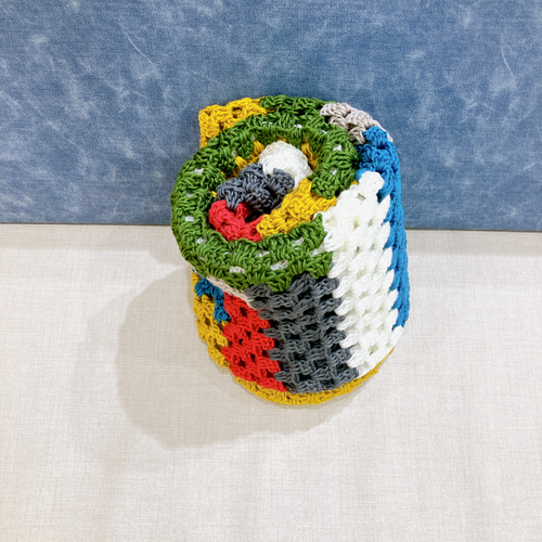 ブランケット マルチカバー 正方形 手編み ログキャビン ハンドメイド