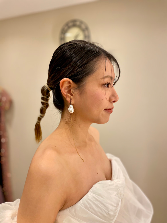 結婚式 2way大ぶり バロックパール パールピアス ウエディング