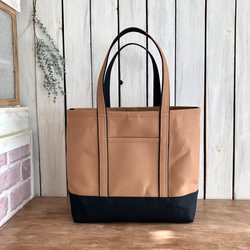 S横長スタイル帆布トート〈くすみピンク×黒〉 トートバッグ