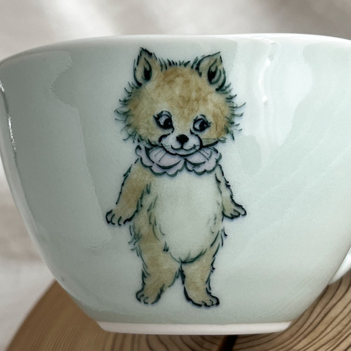 専用です】クリーム色ポット クリーム色湯のみ3つ 薄灰茶スープ