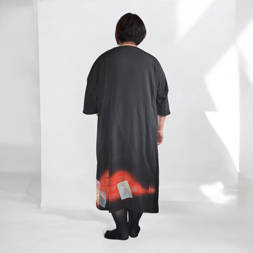 訳有り 3XL,黒留袖リメイク 大きいサイズワンピース - パネル