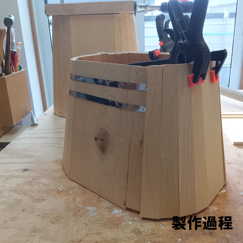 青森ヒバの風呂椅子【ミニサイズ】(タガ埋め込み） バス・トイレ