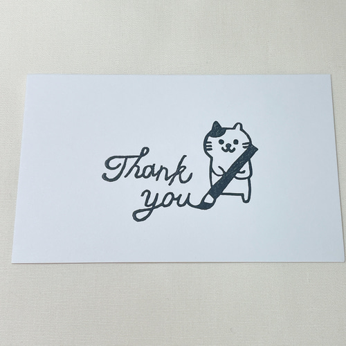 ねこの「thank you」スタンプ 消しゴムはんこ #211 はんこ