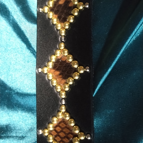 栃木レザー　インレイスタッズベルト　ブラック 栃木レザー ヴィンテージ調スタッズベルト 黒 サイドオンリー 日本製