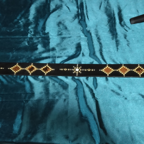 栃木レザー　ダイヤ柄インレイスタッズベルト　ブラック 栃木レザー ダイヤ柄インレイスタッズベルト ブラック その他