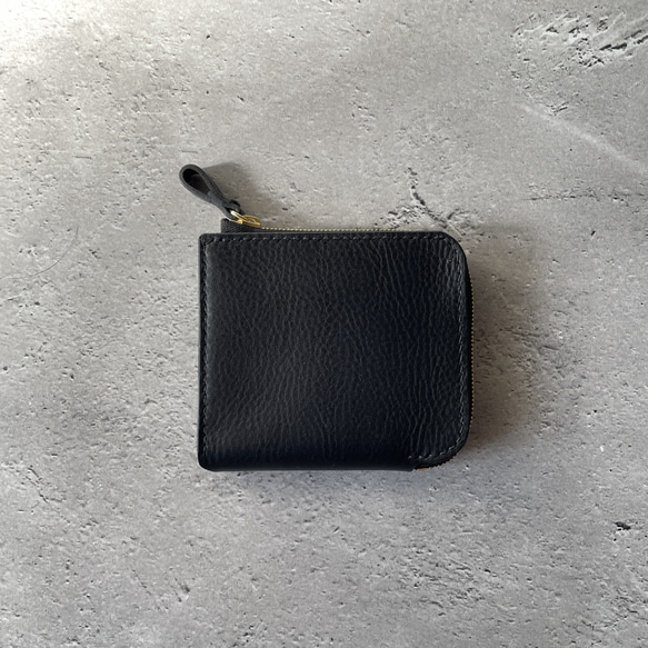 L字ファスナー　ミニ財布　革財布　ブラック　黒　本革　二つ折り財布　レザー　ヌメ kkm-ka0002-it001m.jpg