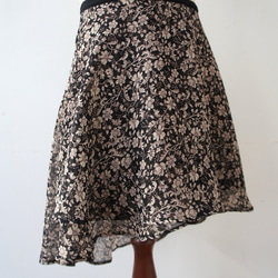 バレエ　ラップスカート[エッチングフラワー・ブラック51-107] L167etchingflower Black 12枚目の画像