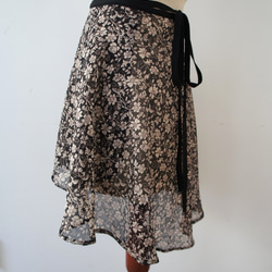 バレエ　ラップスカート[エッチングフラワー・ブラック51-107] L167etchingflower Black 8枚目の画像