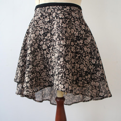 バレエ　ラップスカート[エッチングフラワー・ブラック51-107] L167etchingflower Black 1枚目の画像