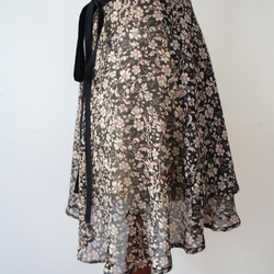 バレエ　ラップスカート[エッチングフラワー・ブラック51-107] L167etchingflower Black 11枚目の画像