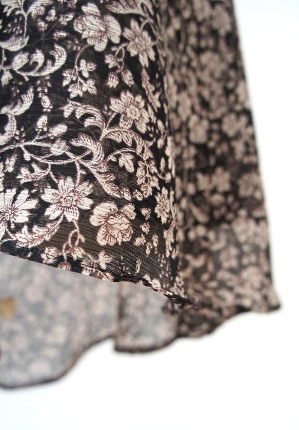 バレエ　ラップスカート[エッチングフラワー・ブラック51-107] L167etchingflower Black 4枚目の画像