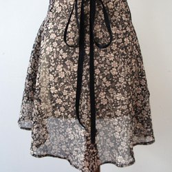 バレエ　ラップスカート[エッチングフラワー・ブラック51-107] L167etchingflower Black 5枚目の画像