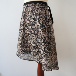 バレエ　ラップスカート[エッチングフラワー・ブラック51-107] L167etchingflower Black 9枚目の画像