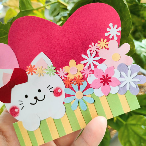猫 桜 色紙 壁面 アルバム ラミネート ～四季の猫パーティー