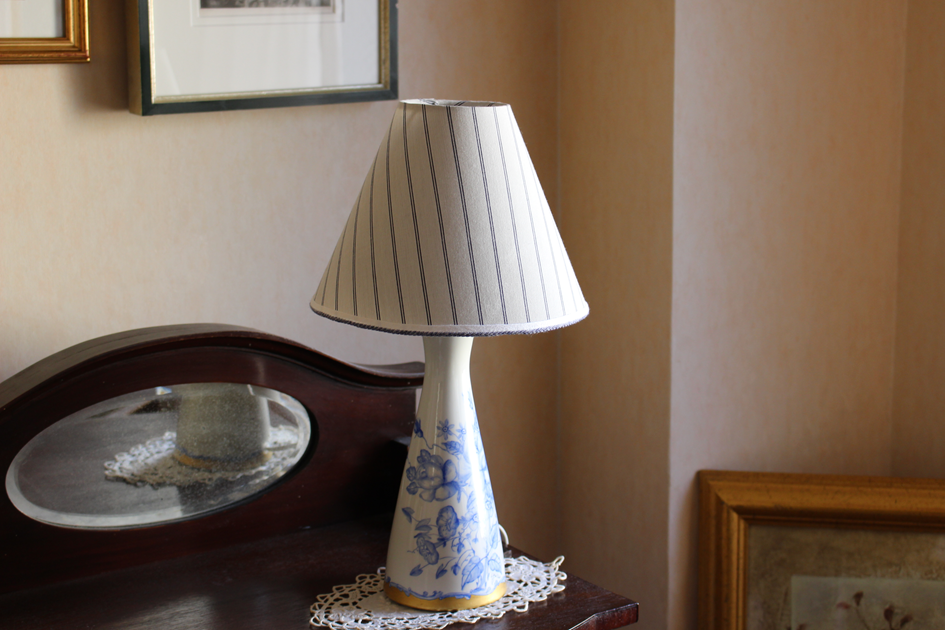 コットンのテーブルランプ用ランプシェード  /  ルカ /  グリーン＆ネイビー