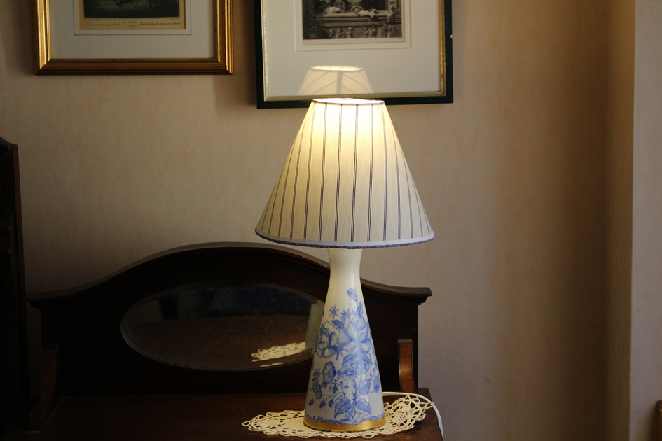 コットンのテーブルランプ用ランプシェード  /  ルカ /  グリーン＆ネイビー