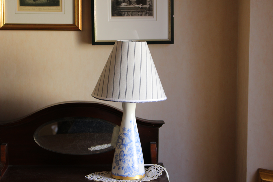 コットンのテーブルランプ用ランプシェード  /  ルカ /  グリーン＆ネイビー