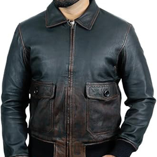 ヤギ革ダメージ加工のボンバージャケット Goat Leather Distressed