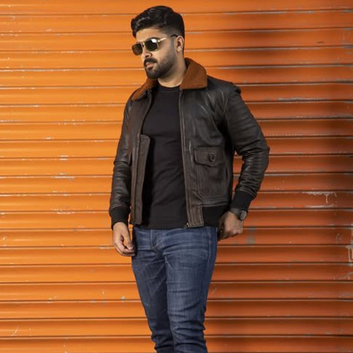 ヤギ革ダメージ加工のボンバージャケット Goat Leather Distressed