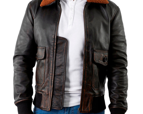 ヤギ革ダメージ加工のボンバージャケット Goat Leather Distressed 
