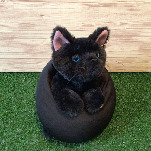 赤ちゃん猫(黒猫)縫いぐるみ 15センチ ぬいぐるみ もんぺるしぇ