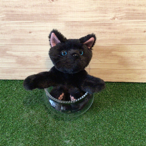 赤ちゃん猫(黒猫)縫いぐるみ 15センチ ぬいぐるみ もんぺるしぇ