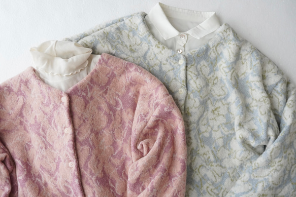 JACQUARD KNIT カーディガン　pink×salmon 9枚目の画像