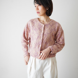 JACQUARD KNIT カーディガン　pink×salmon 18枚目の画像