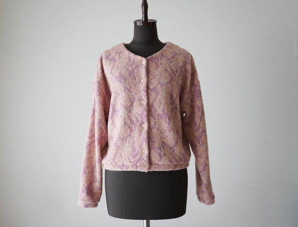 JACQUARD KNIT カーディガン　pink×salmon 13枚目の画像