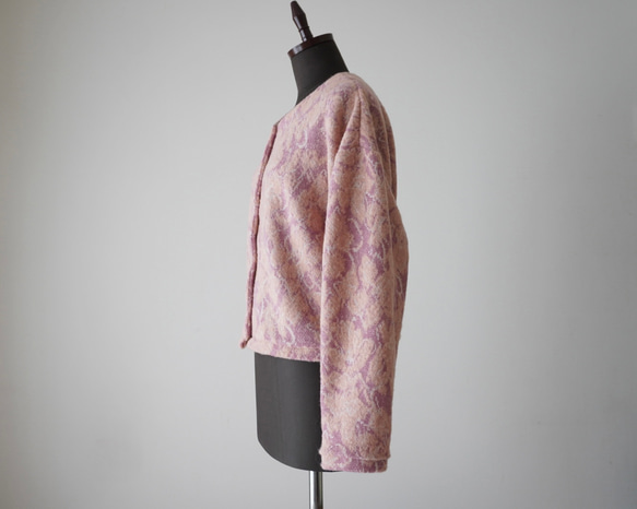 JACQUARD KNIT カーディガン　pink×salmon 14枚目の画像