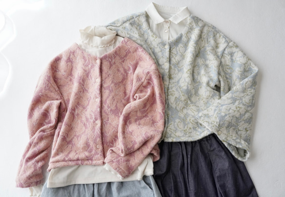 JACQUARD KNIT カーディガン　pink×salmon 11枚目の画像