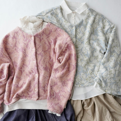 JACQUARD KNIT カーディガン　pink×salmon 12枚目の画像