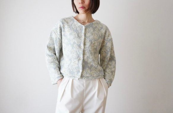 JACQUARD KNIT カーディガン　pink×salmon 5枚目の画像