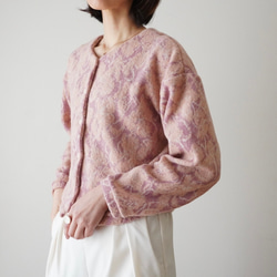 JACQUARD KNIT カーディガン　pink×salmon 17枚目の画像