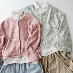 JACQUARD KNIT カーディガン　pink×salmon 10枚目の画像