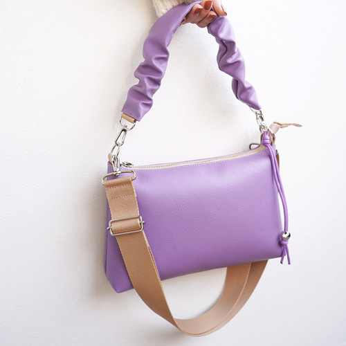 小さいのに大容量！春 ギャザーハンドル 2way ハンドバッグ（パステル