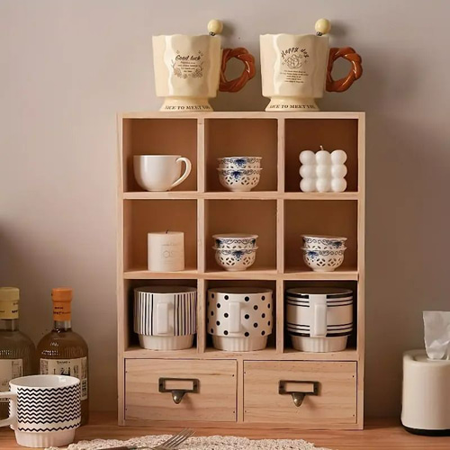 インテリア小物　4点セット 収納ラック マルチ 木製 北欧 おしゃれ かわいい インテリア カップ