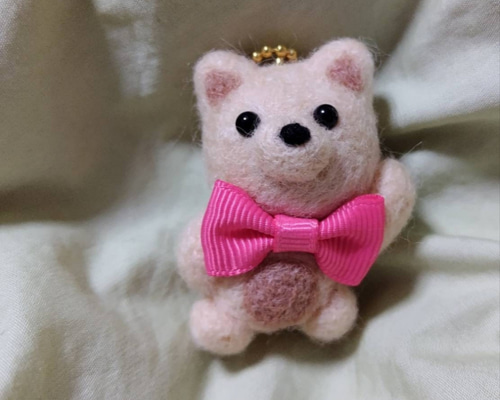 羊毛フェルト くまさん キーチェーン 羊毛フェルト かなぽん 通販