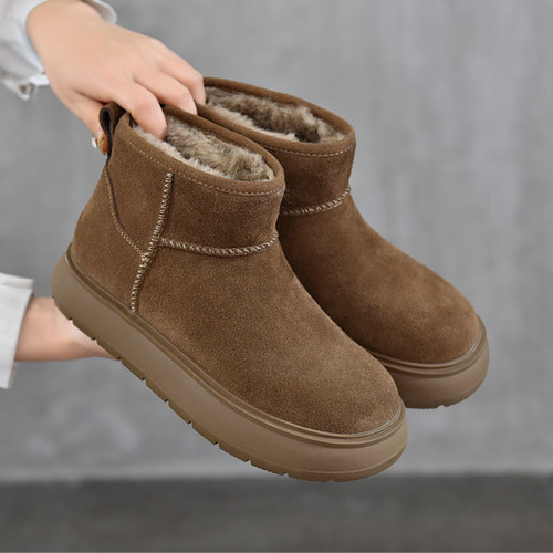 2025年冬の新型牛革雪地靴厚底低筒保温綿靴 22.5-25.0サイズ 41079