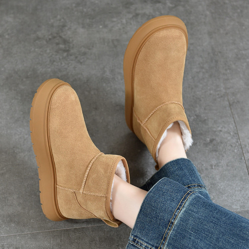 2025年冬の新型牛革雪地靴厚底低筒保温綿靴 22.5-25.0サイズ 41079