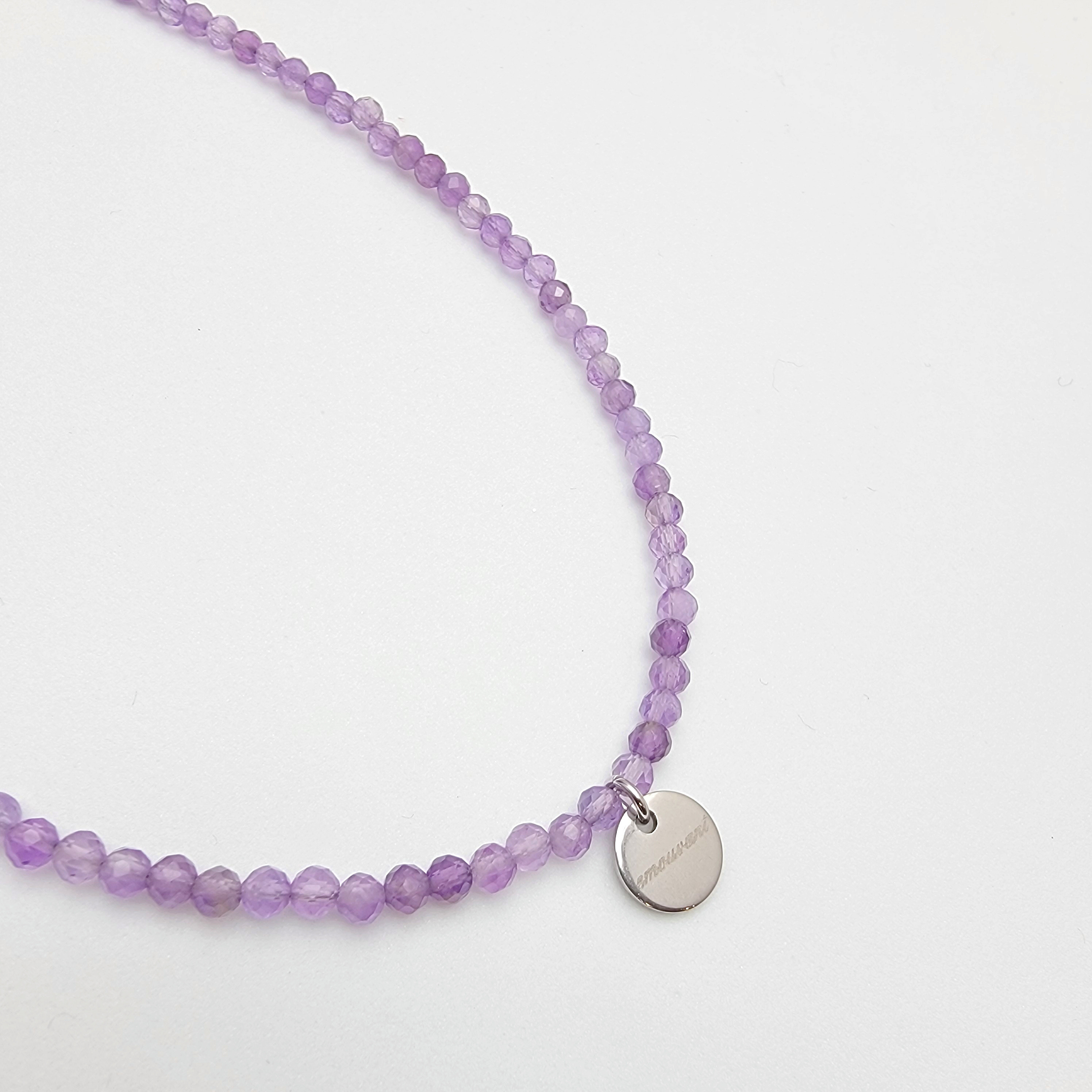 【刻印OK！】2月の誕生石ネックレス★K18×アメジスト 天然石 ステンレス プレゼント ギフト