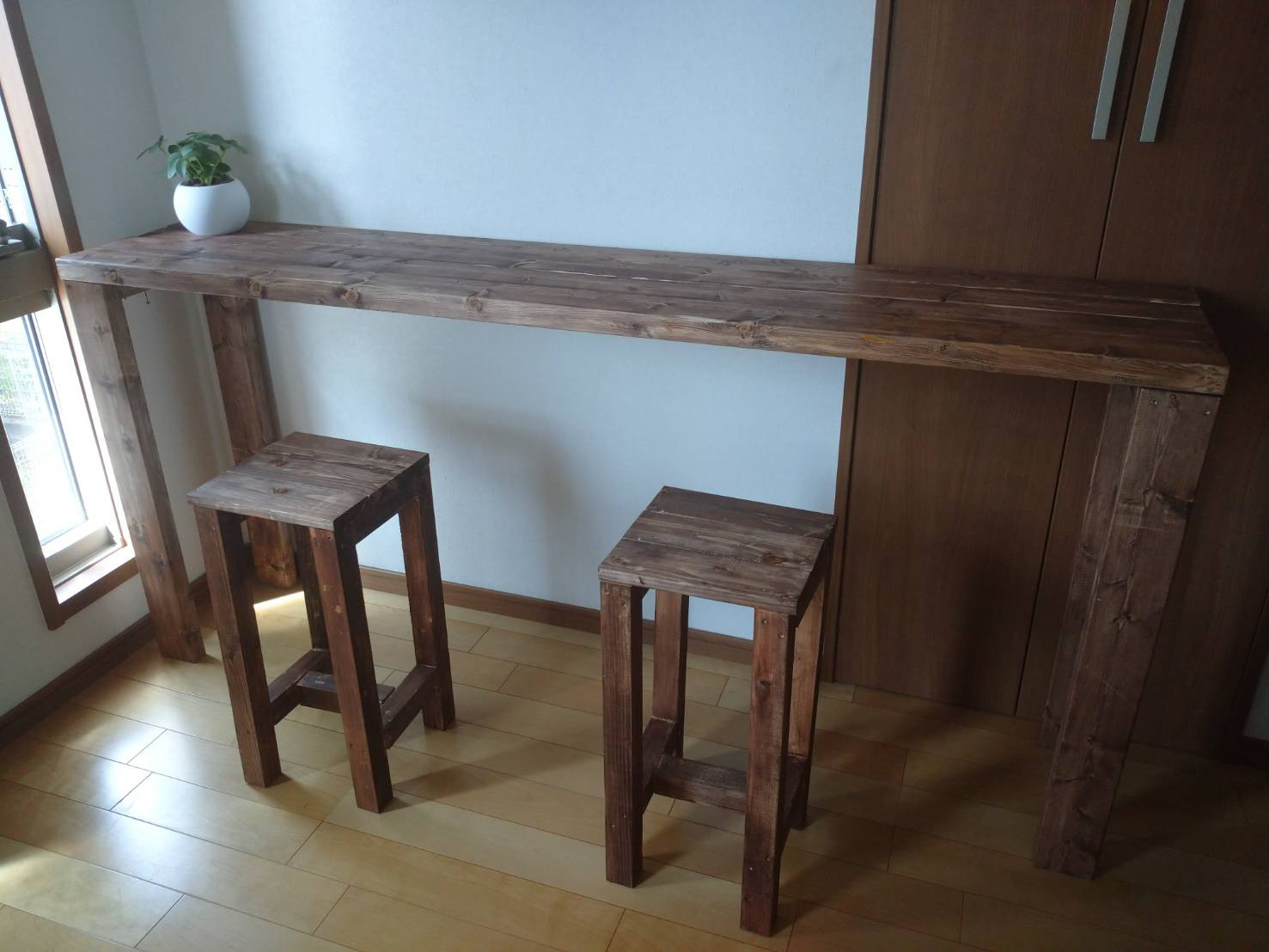 カウンターテーブル　アンティーク　ウォールナットワックステーブル