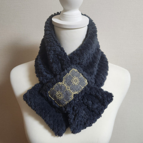 受注制作 】 ミナペルホネン アネモネ グレー×カーキ ネックウォーマー