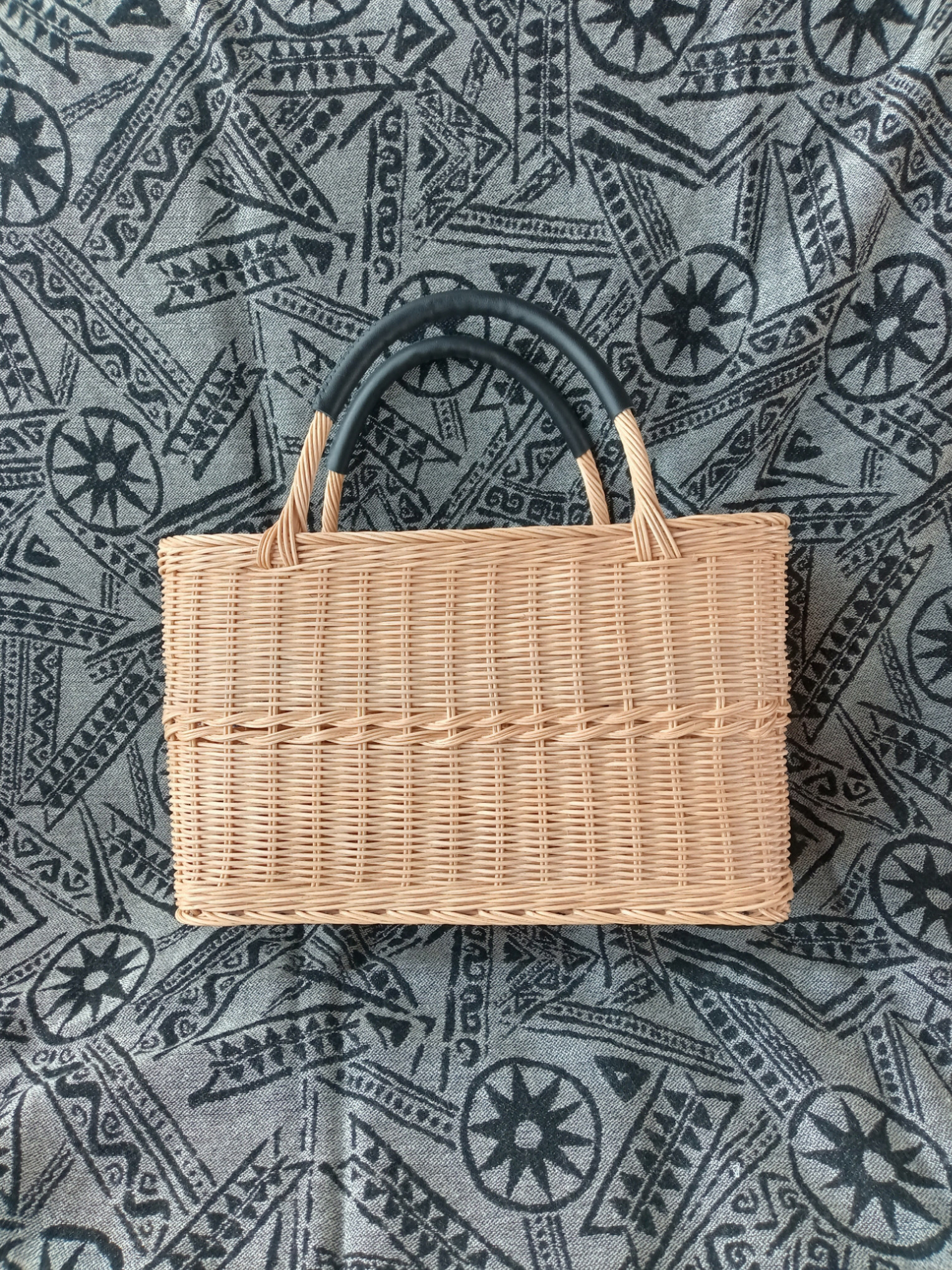 飾りなわ編みのかごバッグＬ