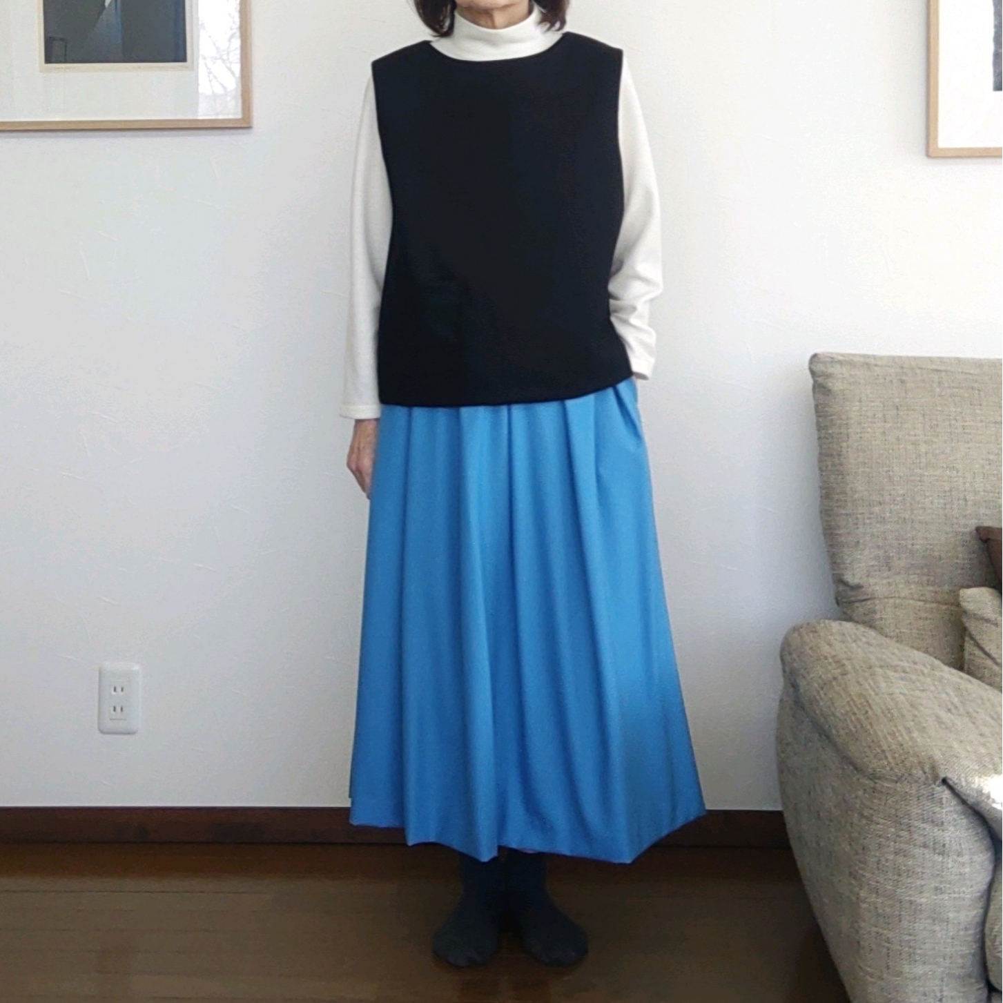 サイズ別      裏地付き     圧縮ウールのベスト     黒