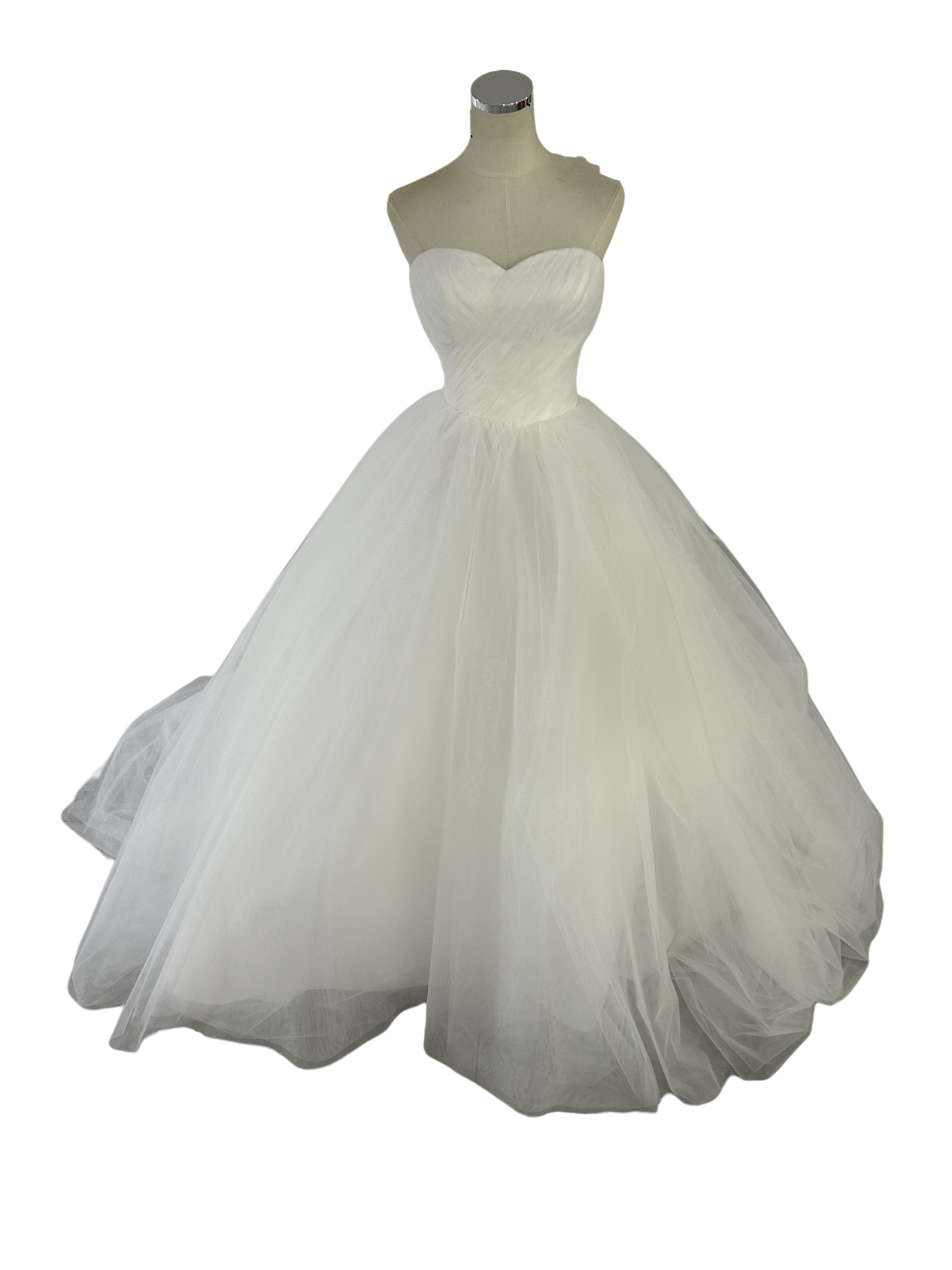 ブライダル ウェディングドレス トレーン付チュールウェディングドレス チュールドレス ベアトップ