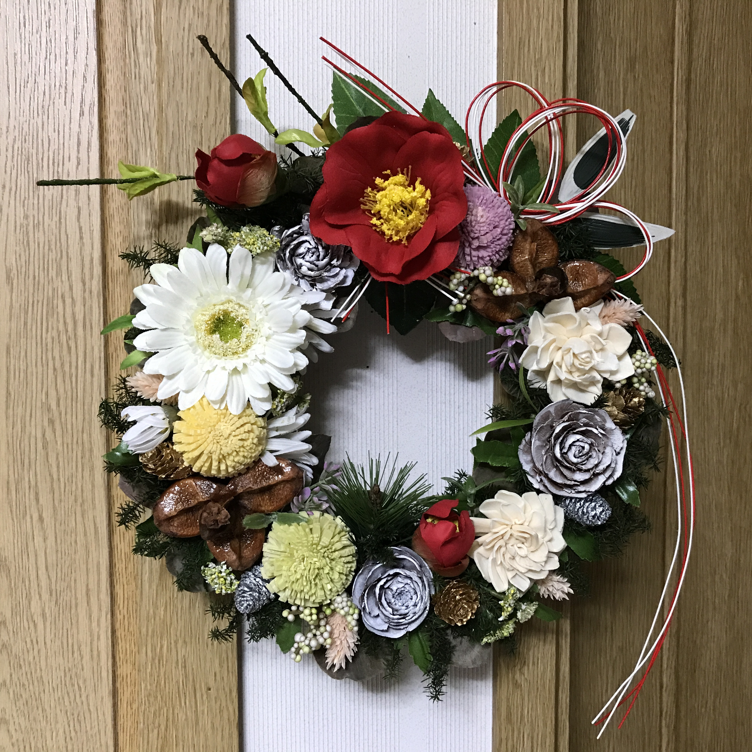 《新作》  迎春華飾り 2026　お正月用環のリース（残すところ1点のみ）