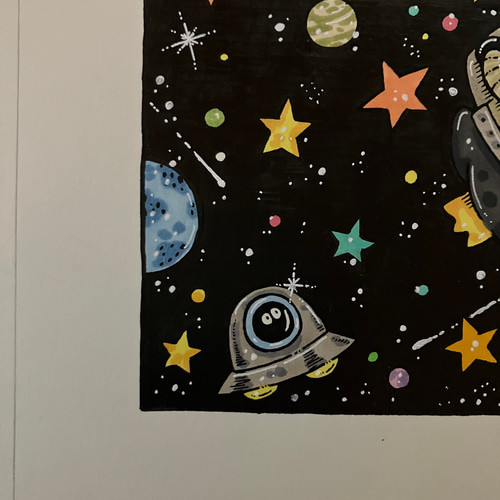 ペンギン宇宙まで飛ぶ】イラスト アート 原画 イラスト yoc 通販