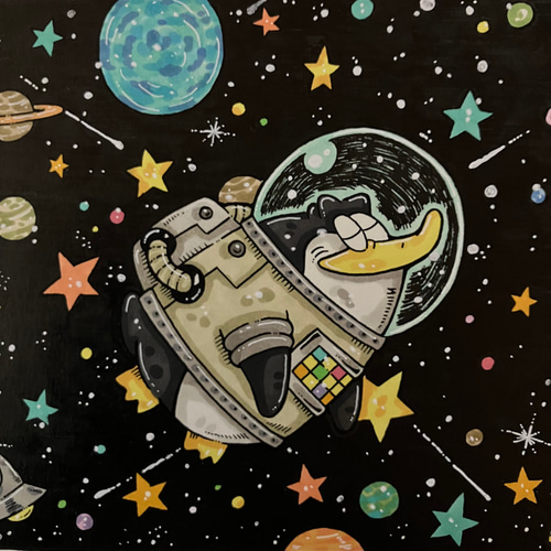 ペンギン宇宙まで飛ぶ】イラスト アート 原画 イラスト yoc 通販