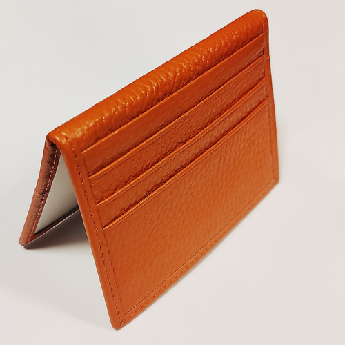 カードケース パスケース 本革 レザー カラー オレンジ 名刺入れ 定期